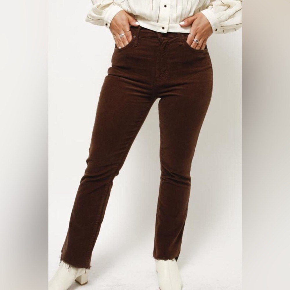 Mother Denim Insider Crop Fray in Umber Corduroy‎